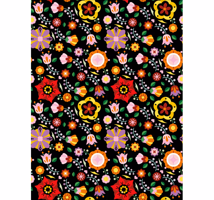 Cortina roller floral tema colorido y alegre - TenVinilo