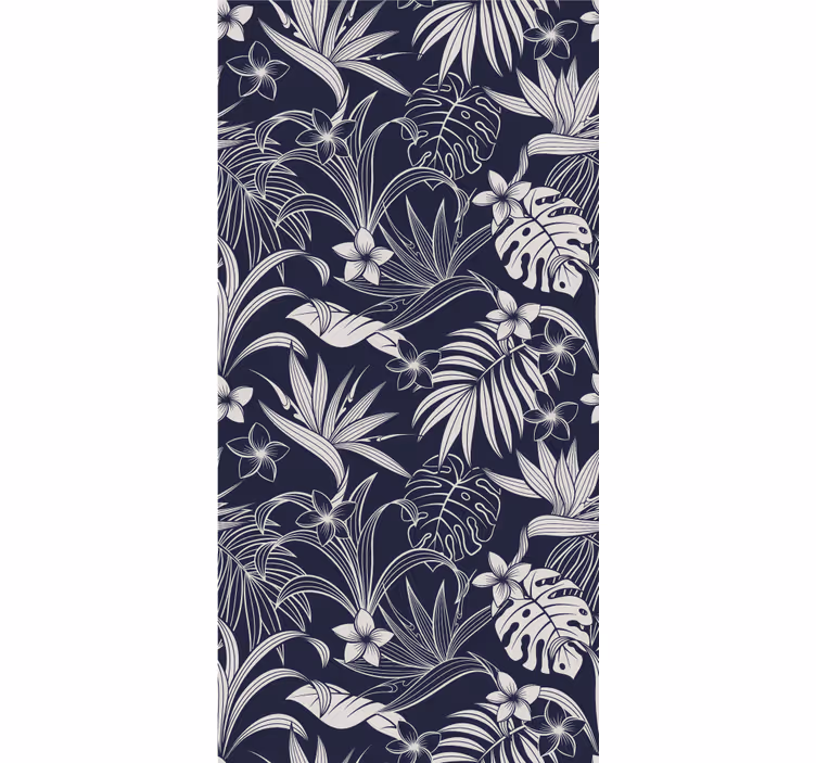 Cortina roller flores patrón floral tropical oscuro - TenVinilo