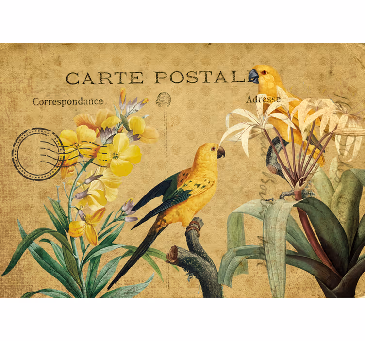 Cortina roller flores pájaro vintage floral - TenVinilo