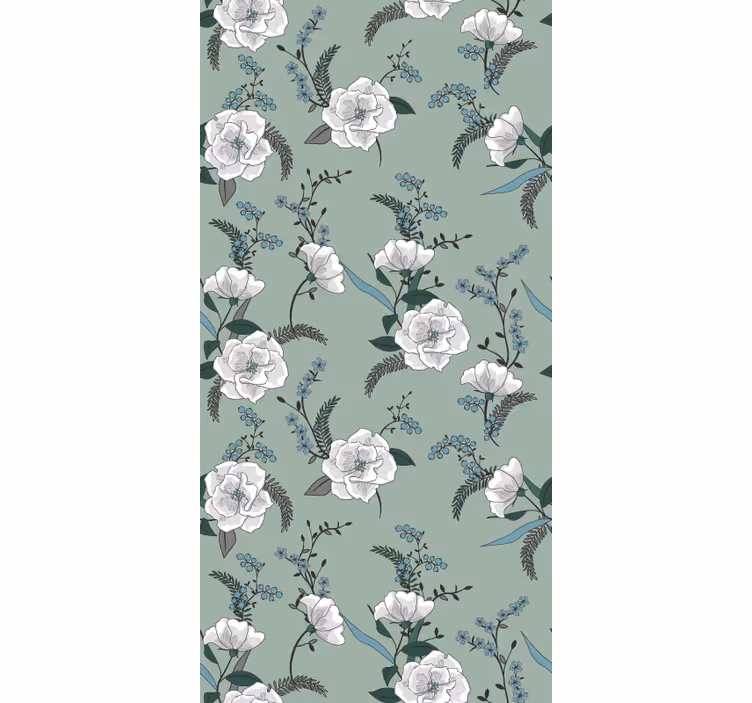 Cortina roller flores patrón floral de magnolia - TenVinilo
