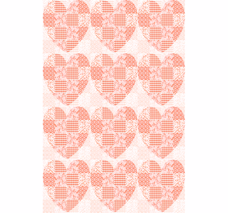Estor vintage Diseño de corazón rojo y blanco de patchwork - TenVinilo