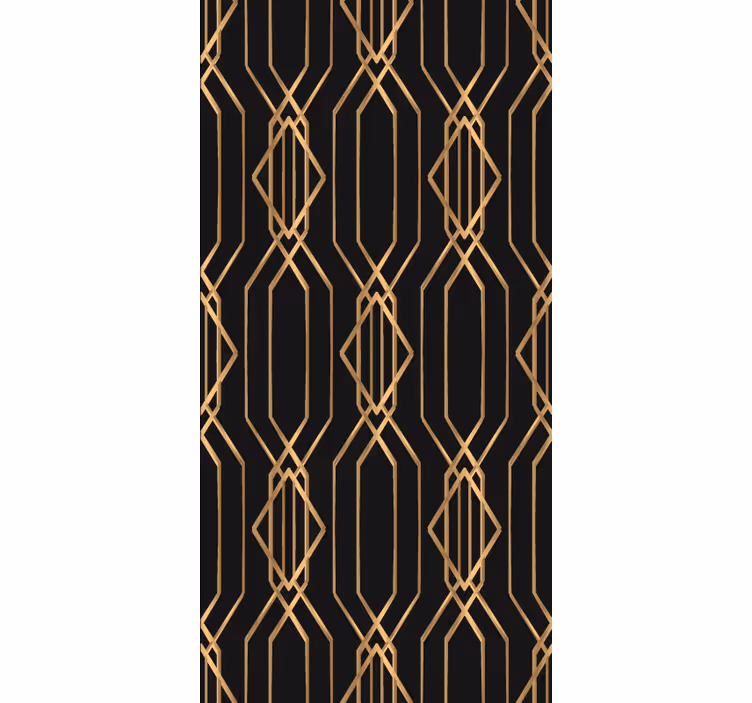 Cortina roller elegante patrones geométricos dorados - TenVinilo