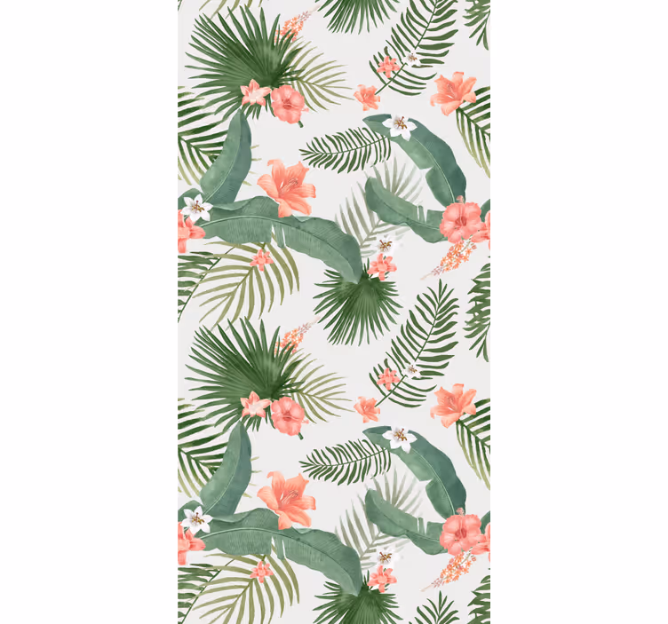 Cortina roller flores diseño verde tropical - TenVinilo