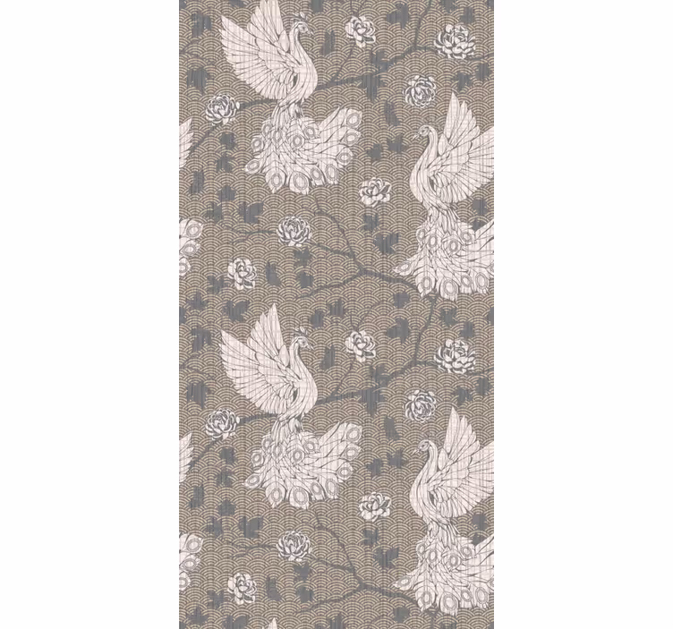 Cortina roller elegante diseño de cisnes beige - TenVinilo