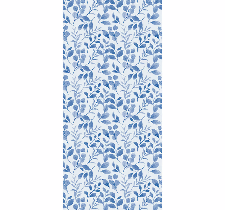 Cortina roller flores elegante patrón de hojas azules - TenVinilo
