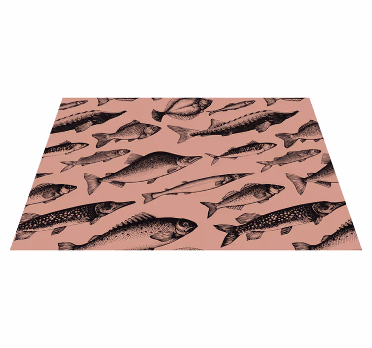 Individual para mesa original arte de patrón de peces - TenVinilo