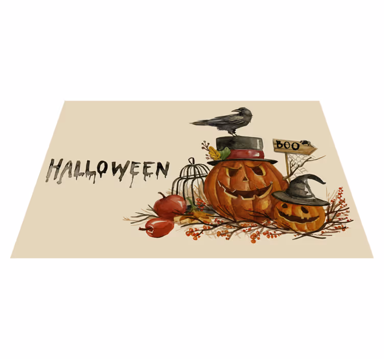 Individual para mesa halloween arreglo festivo de calabazas - TenVinilo