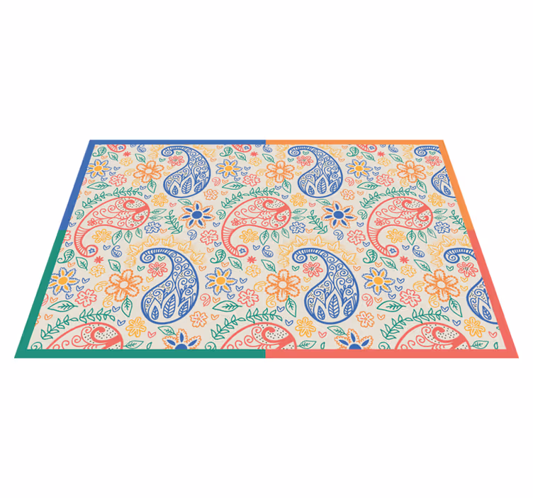 Individual para mesa patrón estampado paisley colorido - TenVinilo