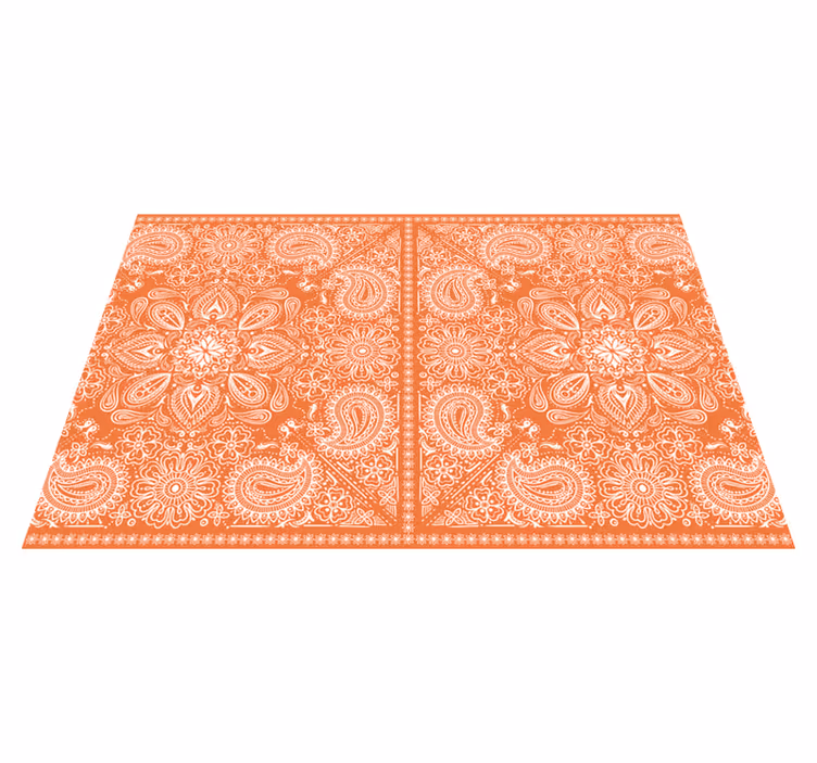 Individual para mesa patrón diseño naranja intrincado - TenVinilo