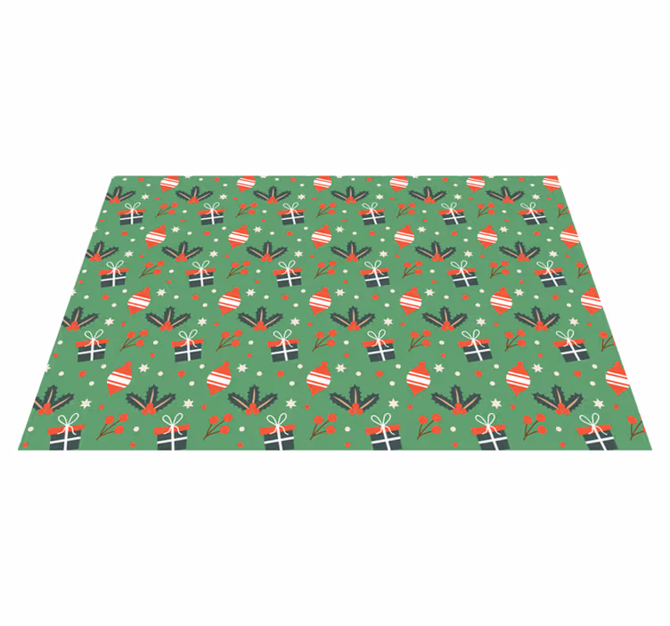 Individual para mesa navideño patrón de adornos festivos - TenVinilo