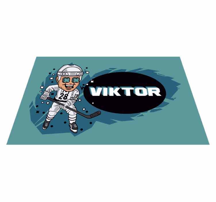 Individual para mesa infantil jugador de hockey caricatura - TenVinilo