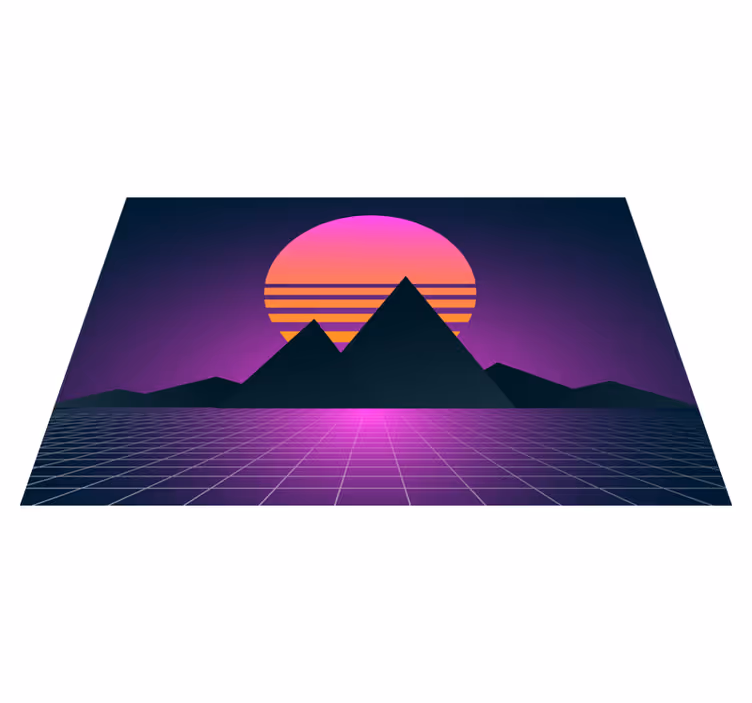 Individual mesa moderno paisaje geométrico crepuscular - TenVinilo