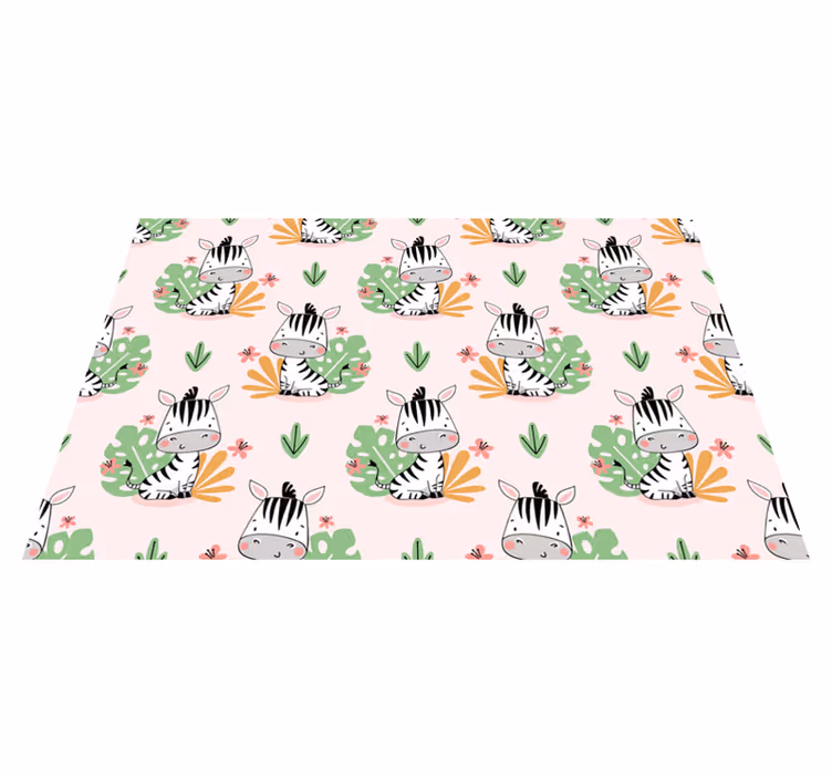 Mantel individual infantil cebra bebé y plantas - TenVinilo