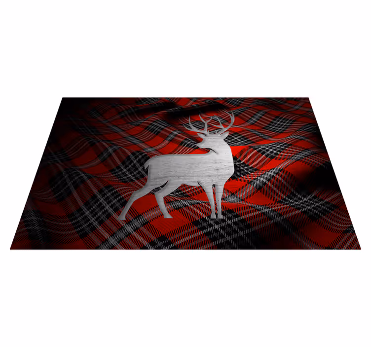 Individual para mesa navideño cuadros rojos elegantes - TenVinilo