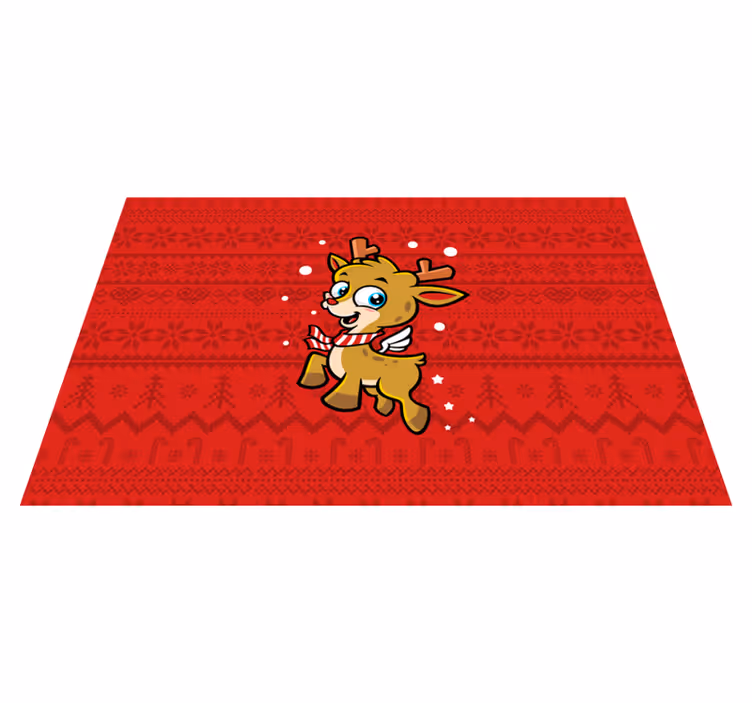 Individual para mesa navideño de reno adorable - TenVinilo