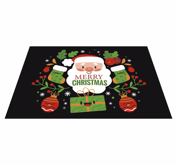 Individual para mesa navideño ilustración de santa alegre - TenVinilo