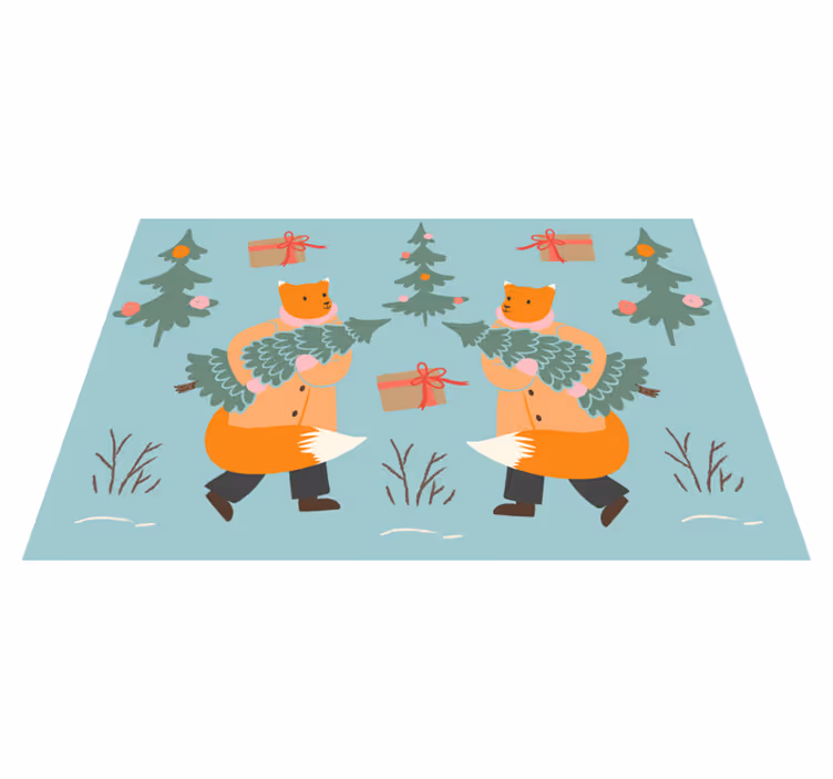 Individual para mesa navideño zorro festivo con Árbol - TenVinilo