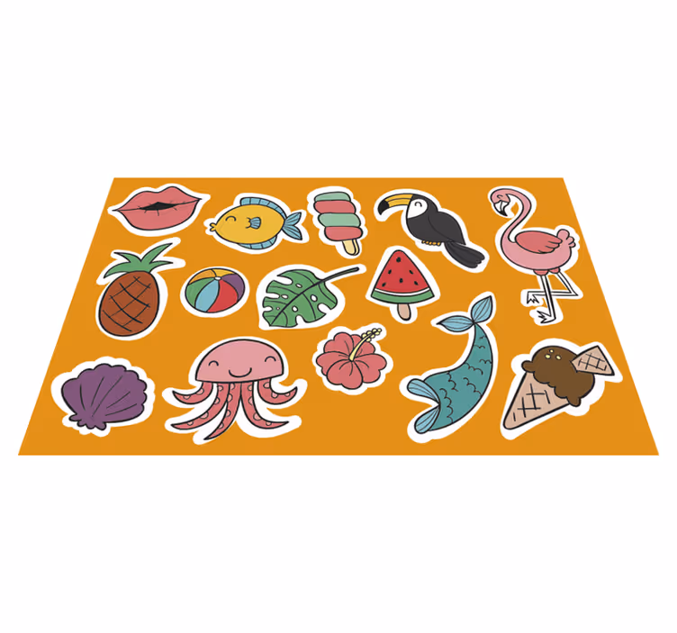 Individual para mesa infantil elementos tropicales coloridos - TenVinilo