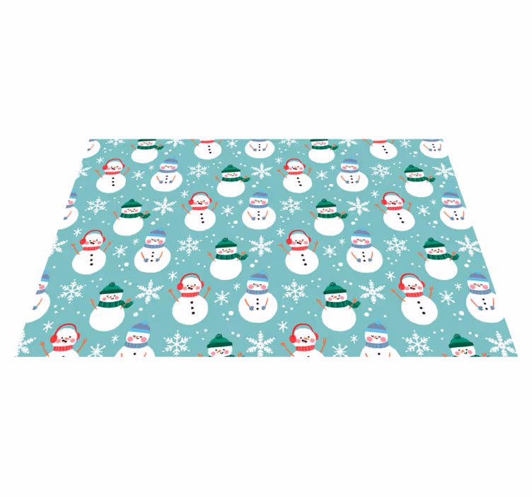 Individual para mesa navideño patrón de muñeco feliz - TenVinilo