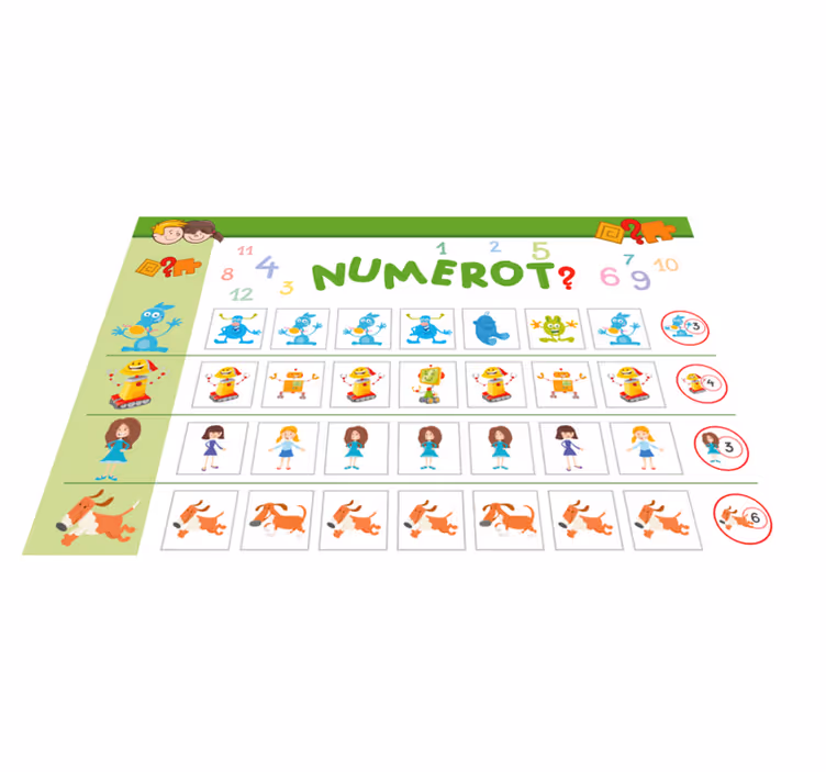 Individual para mesa infantil tablero educativo colorido - TenVinilo