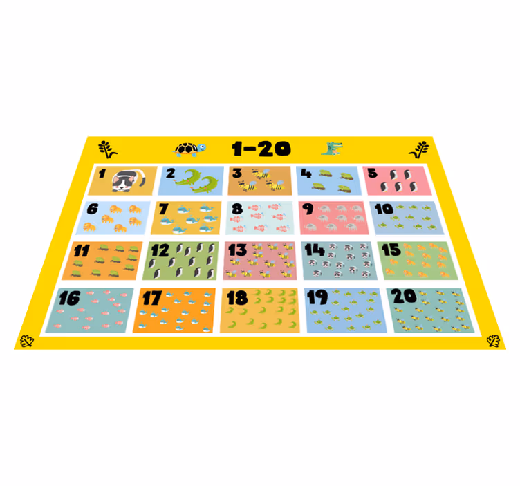 Mantel individual infantil Calcular de 1 a 20 niños - TenVinilo