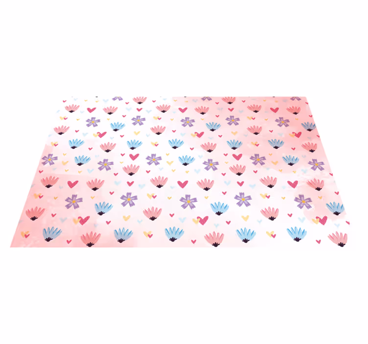 Individual para mesa infantil patrones de corazón floral - TenVinilo