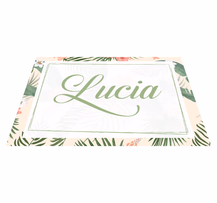 Individual mesa personalizable diseño floral de nombre - TenVinilo