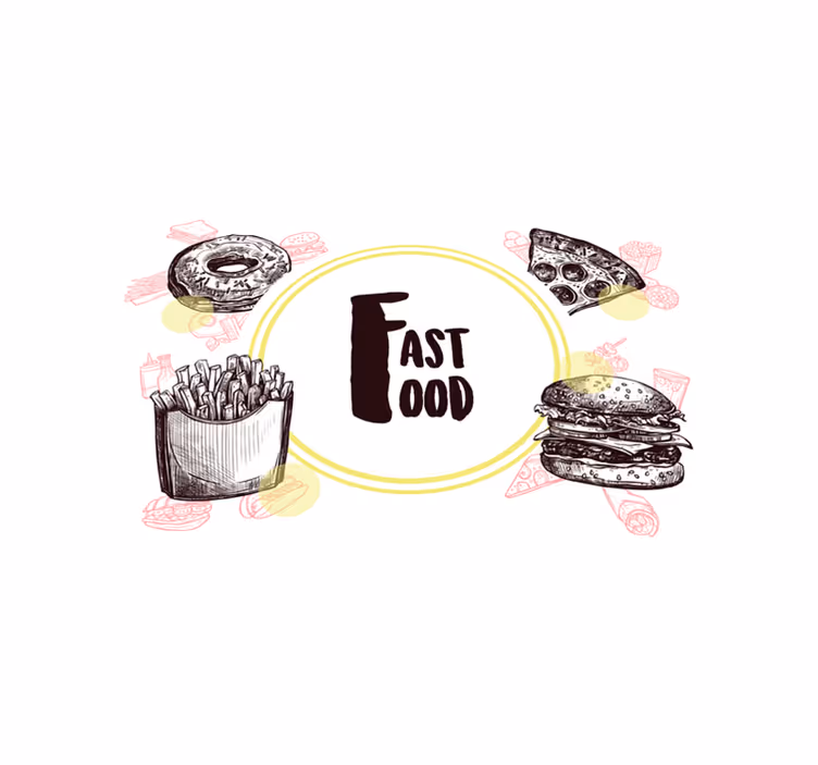 Individual para mesa original ilustraciones de comida rápida - TenVinilo