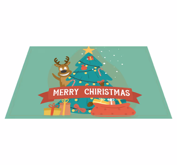 Individual para mesa navideño Árbol festivo alegre - TenVinilo