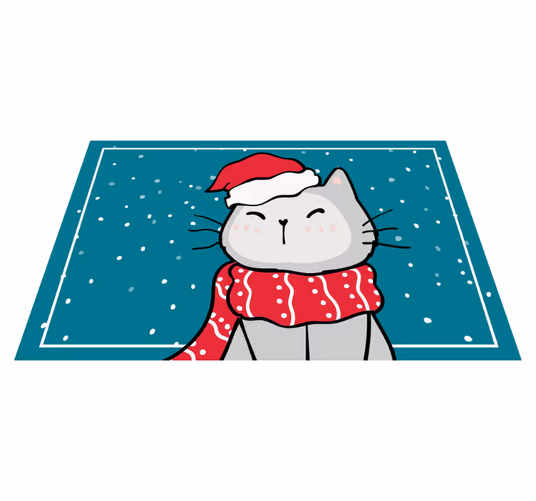 Individual para mesa navideño gato santa alegre - TenVinilo