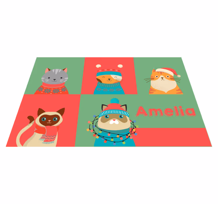 Individual para mesa infantil gatos de dibujos adorables - TenVinilo