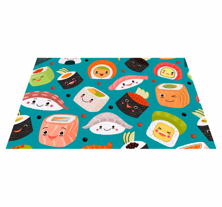 Individual para mesa infantil personajes de sushi adorables - TenVinilo