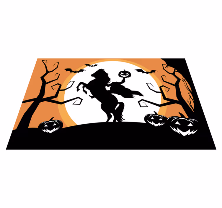 Individual para mesa halloween caballo sosteniendo calabaza - TenVinilo