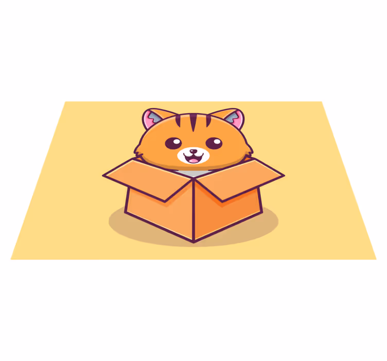 Individual para mesa infantil caja de gato feliz - TenVinilo