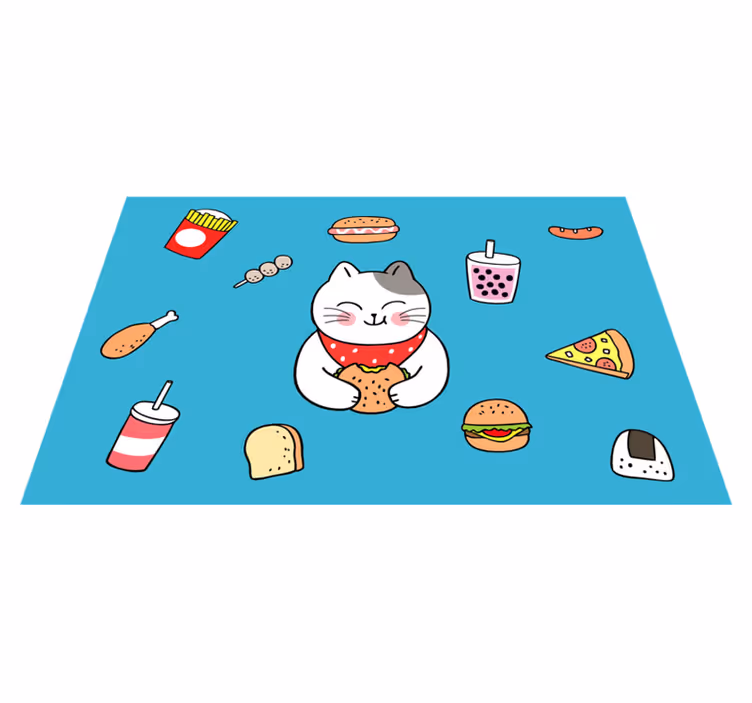 Individual para mesa infantil gato lindo comiendo - TenVinilo