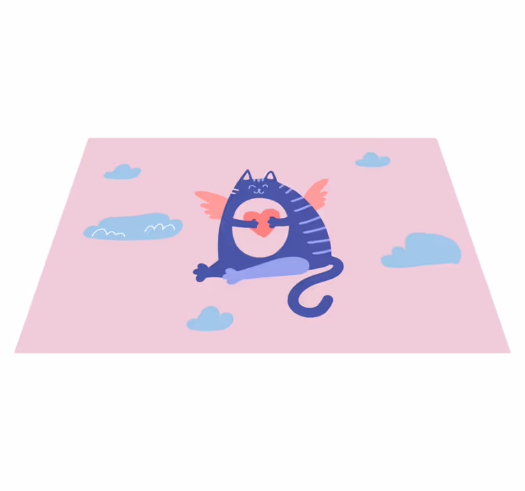 Individual para mesa infantil gato volador con corazón - TenVinilo