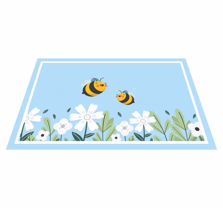 Mantel individual original Flor blanca con abeja - TenVinilo