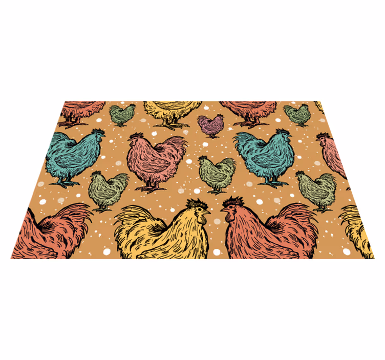 Individual para mesa original patrón de gallinas coloridas - TenVinilo