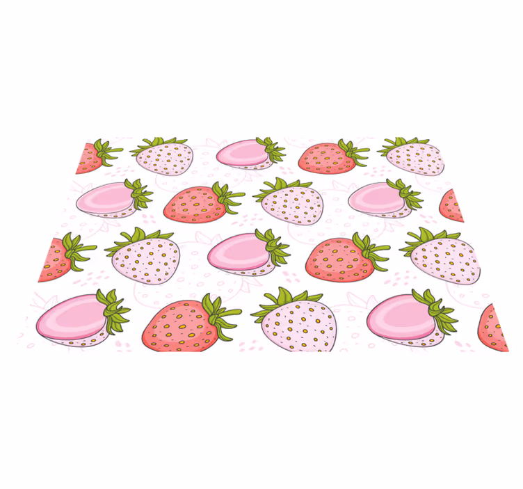 Individual para mesa original patrón de fresas rosadas - TenVinilo