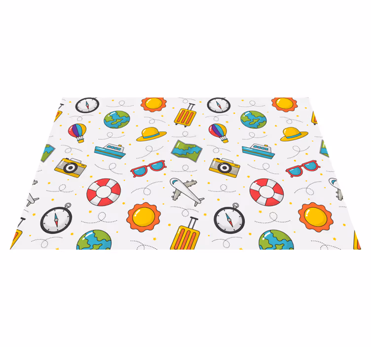 Individual para mesa infantil elementos de viaje divertidos - TenVinilo