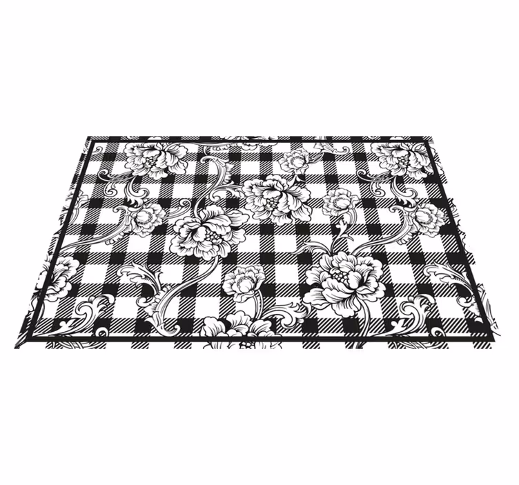 Individual para mesa original patrón a cuadros floral - TenVinilo