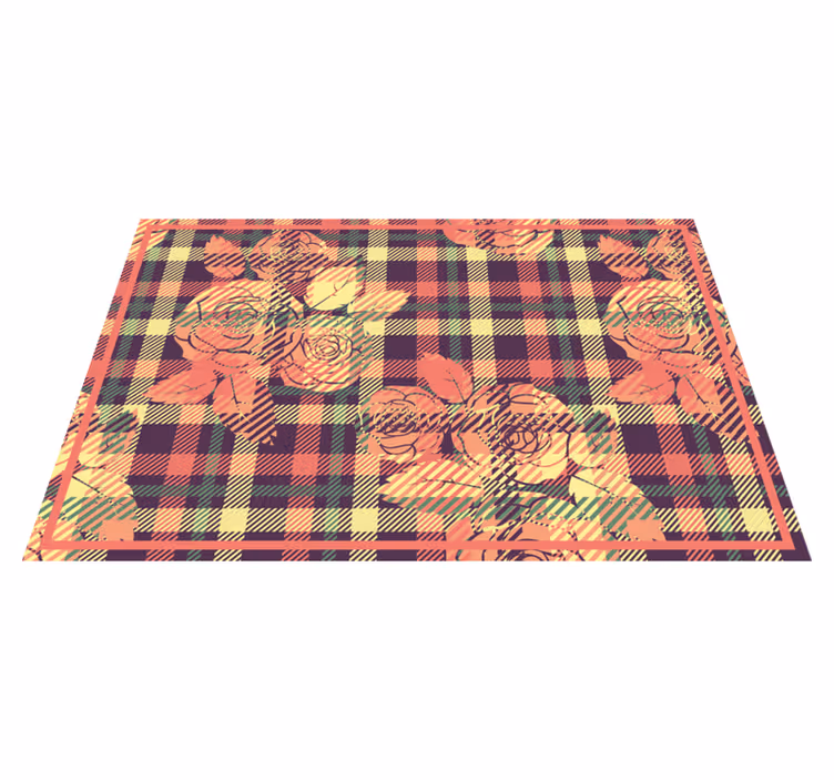 Individual para mesa patrón diseño de cuadrícula botánica - TenVinilo
