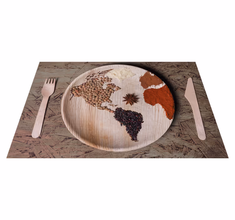 Individual para mesa original mapa mundial de ingredientes - TenVinilo