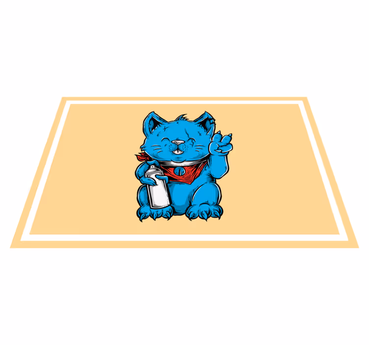 Individual para mesa infantil gato azul alegre - TenVinilo