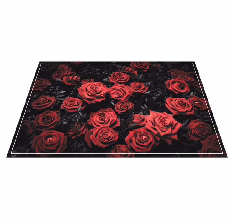 Mantel individual original Blanco y negro con rosas rojas - TenVinilo