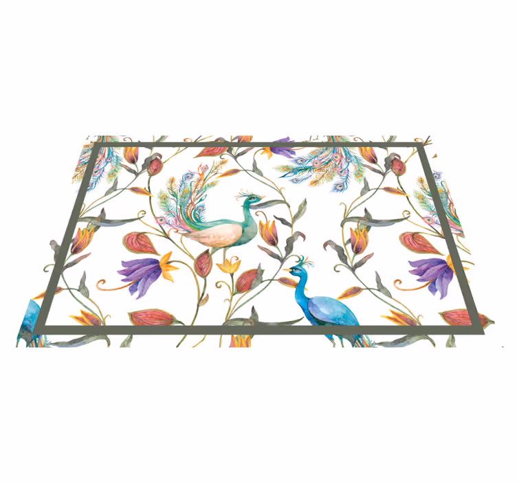 Mantel individual elegante Flores de jardín con pajaritos - TenVinilo