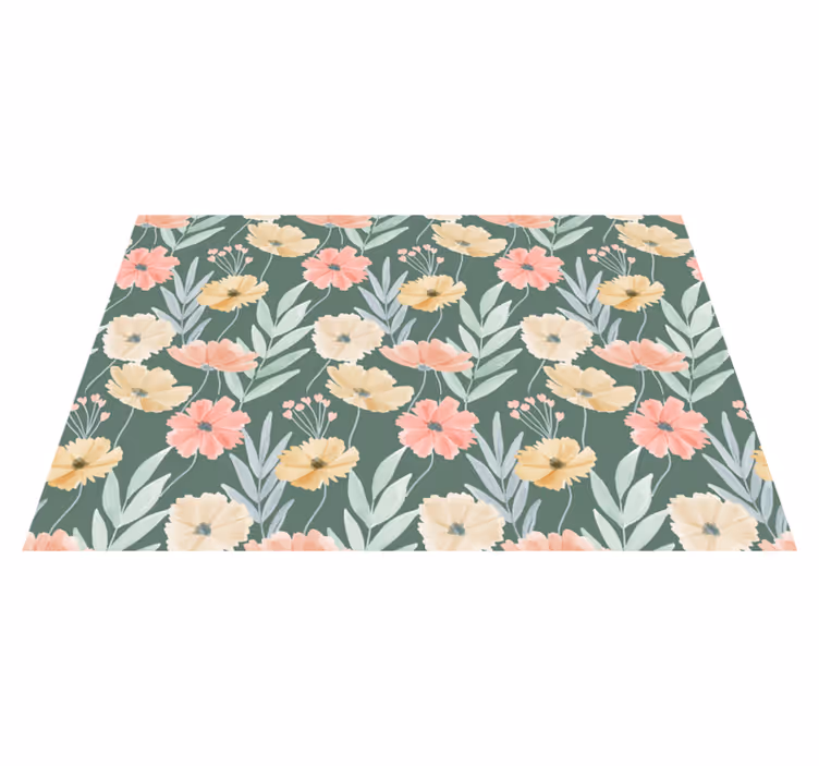 Individual para mesa original patrón floral fondo verde - TenVinilo