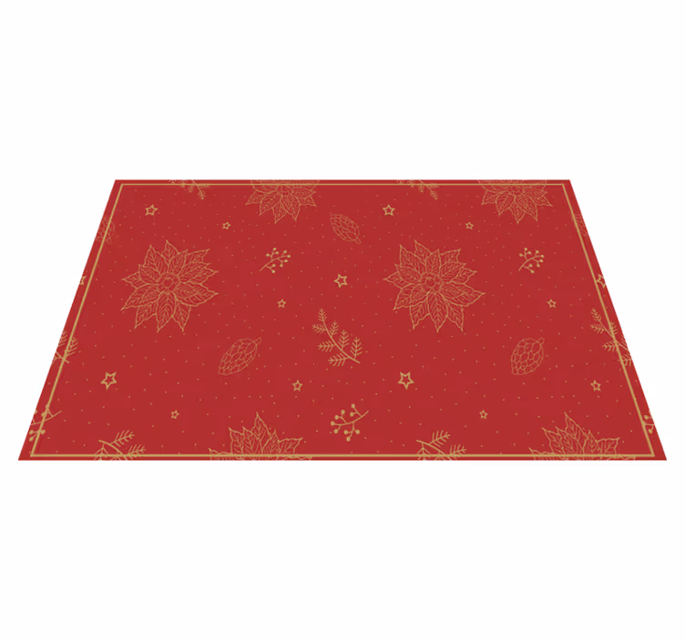 Individual para mesa navideño patrón floral festivo - TenVinilo