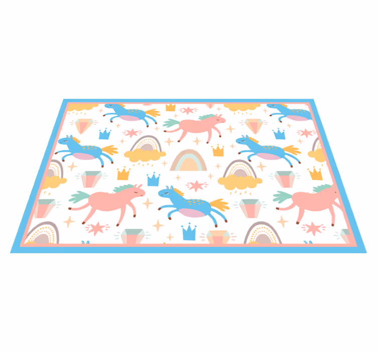 Individual para mesa infantil unicornios coloridos corriendo - TenVinilo