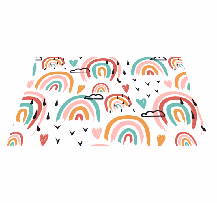 Individual para mesa infantil patrón de corazones arcoíris - TenVinilo